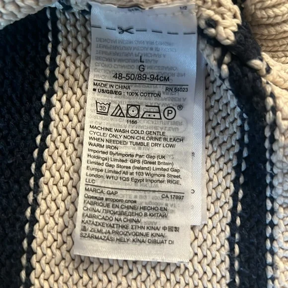 Gap Men’s Large Light Tan and Navy Crewneck Sweater - Picture 5 of 10